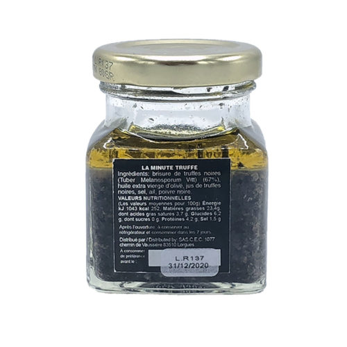 la minute truffe - chez bruno - sauce brisure de truffes noires 80gr - arriere