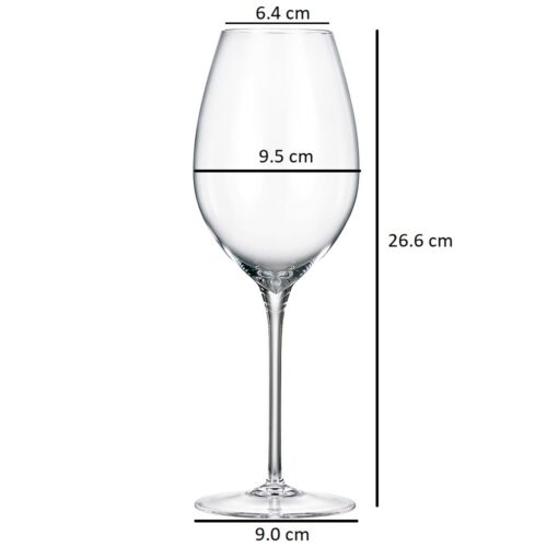 verre de dégustation en cristal soufflé à la bouche 620ml - dimensions