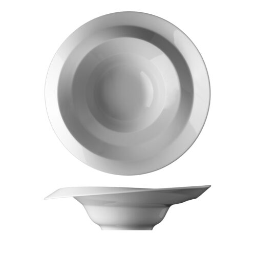 maison cyna - assiette creuse 27cm à rebord asymétrique en porcelaine de Prague - NAM1927 collection NAMI