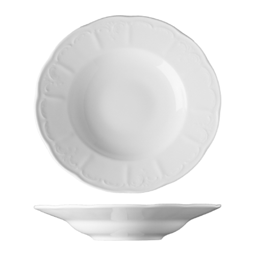 maison cyna - assiette creuse à aile de 27cm en porcelaine de Prague - BEL1927 - collection BELLEVUE
