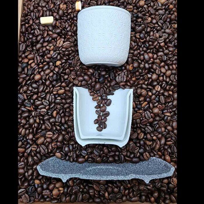 maison cyna - set café double paroi granit - photo détaillée - porcelaine de qualité professionnelle - 1000x1000