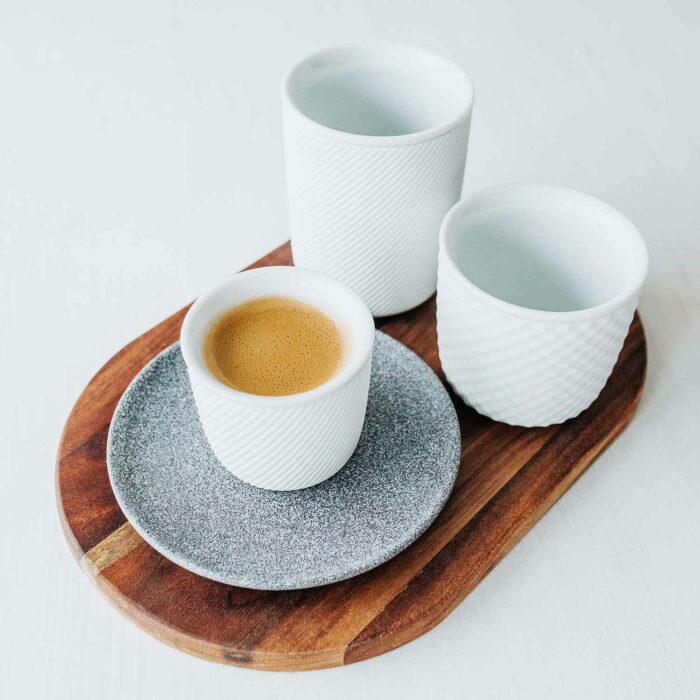 maison cyna - set café double paroi granit - porcelaine de qualité professionnelle - 2